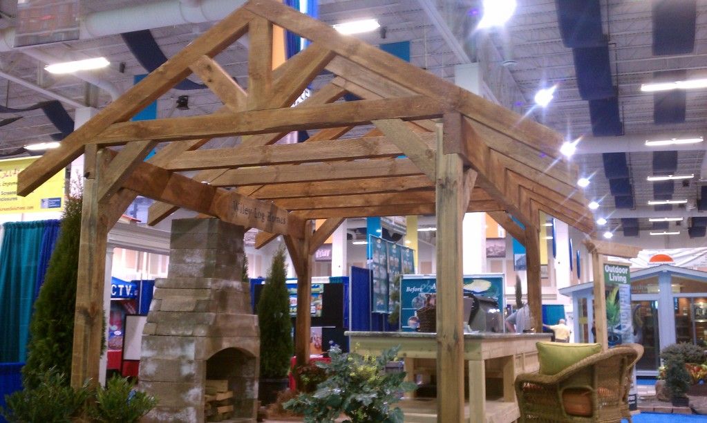 Timber framed pergola Wiley Log Homes